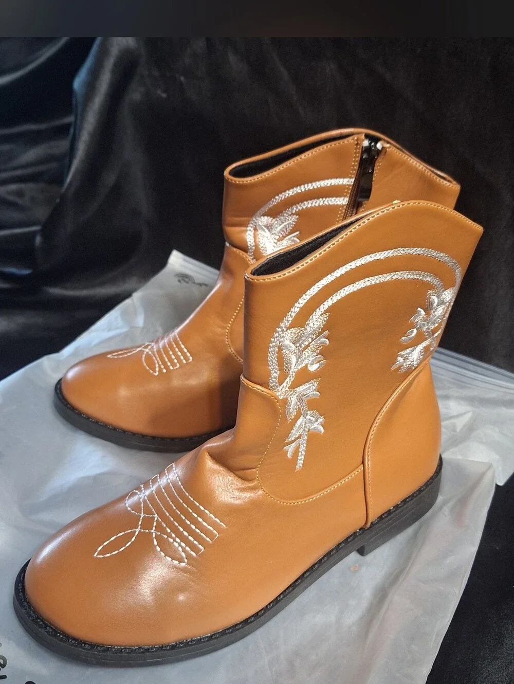 New PatPat Cowboy Boots~Mid-Calf~Brown~Western~Girls~Size 3.5